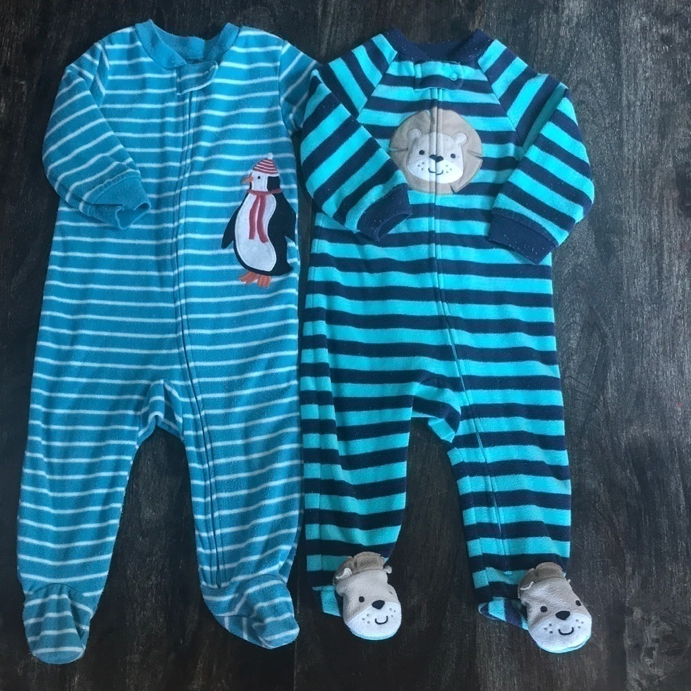 Carter’s | 9M Infants Full Zip Microfleece Footie Pajamas, 2 Pack